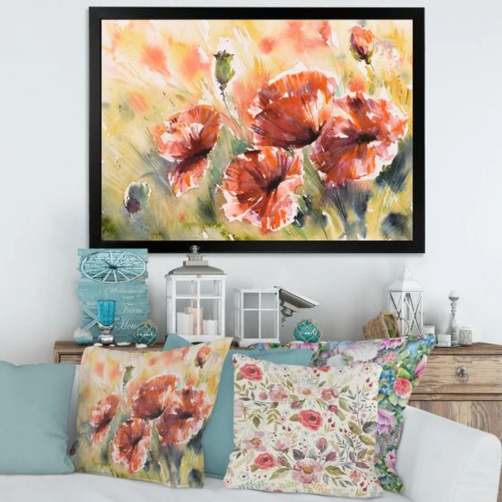 Red Poppy on A Field  Wall Art