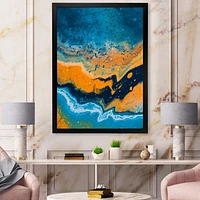 Toile « Abstract Marble Composition Blue and Orange IV »