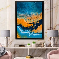 Abstract Marble Composition Blue and Orange IV  Wall Art