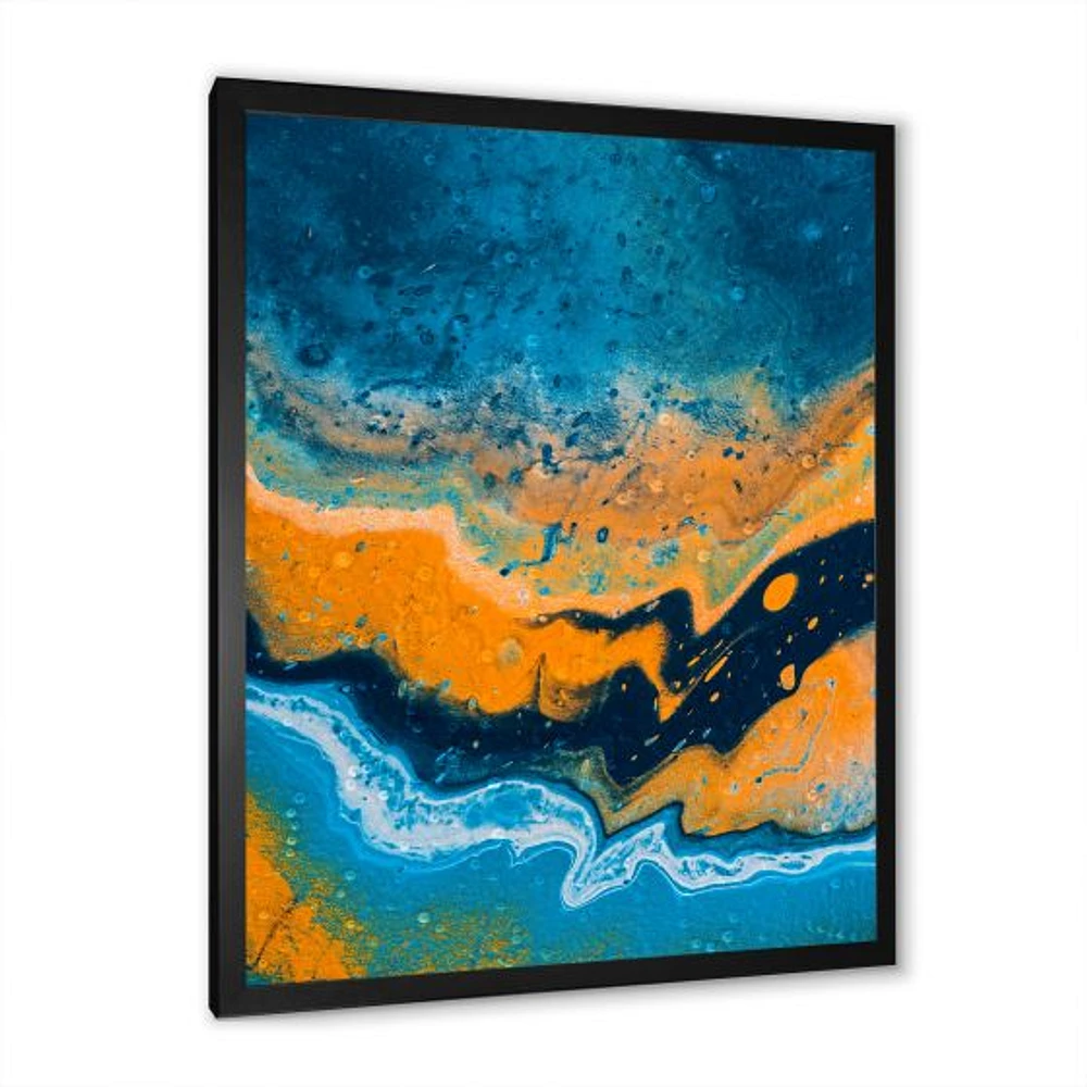 Abstract Marble Composition Blue and Orange IV  Wall Art