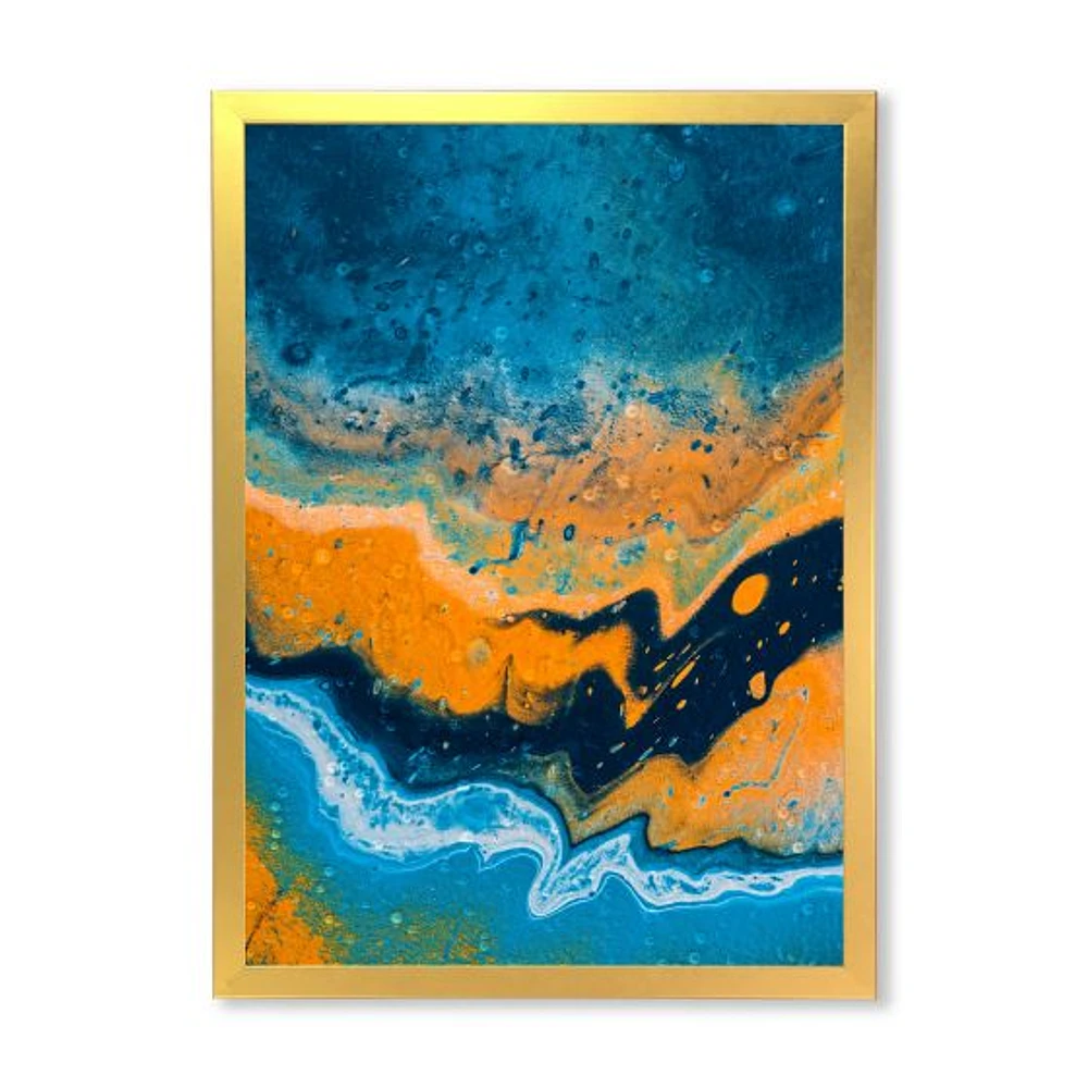 Abstract Marble Composition Blue and Orange IV  Wall Art