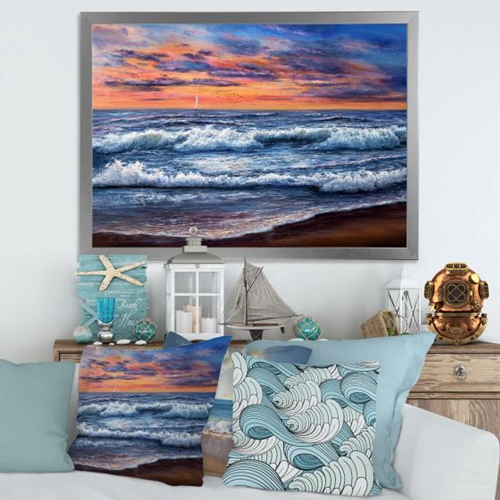 Sunset Over The Blue Ocean II  Wall Art