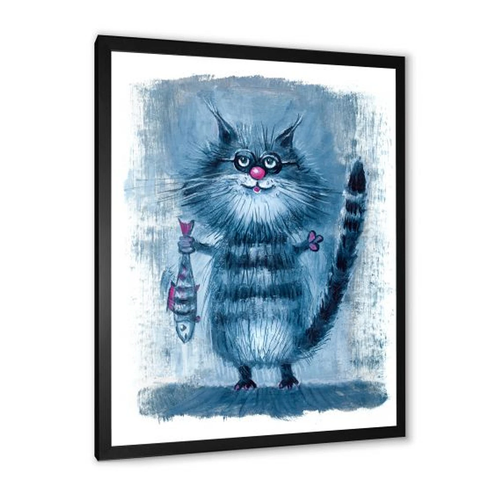 Cat Holding A Fish Its Claws  Wall Art