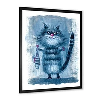 Cat Holding A Fish Its Claws  Wall Art