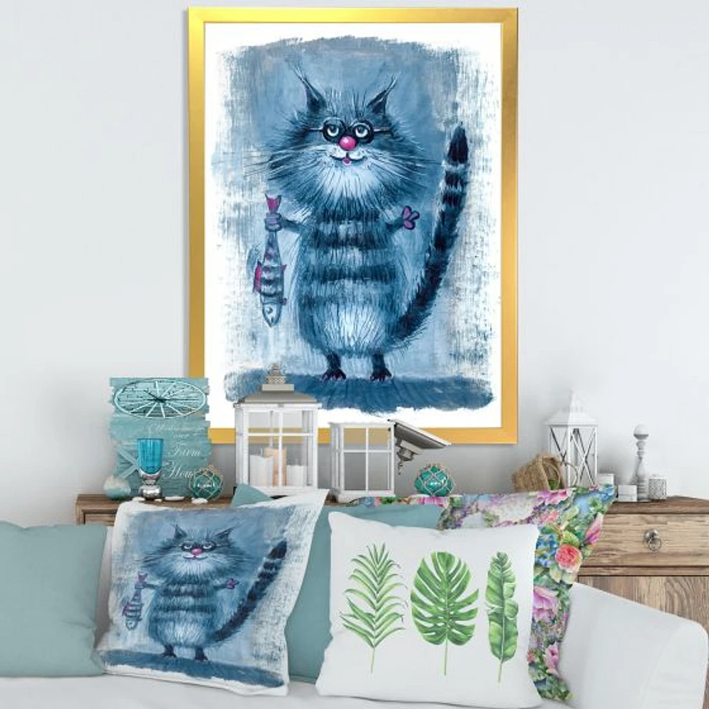 Cat Holding A Fish Its Claws  Wall Art