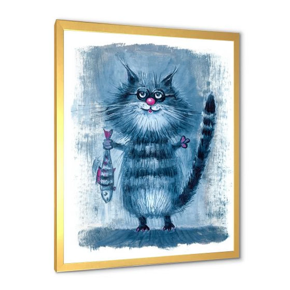 Cat Holding A Fish Its Claws  Wall Art