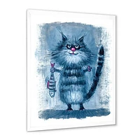 Cat Holding A Fish Its Claws  Wall Art