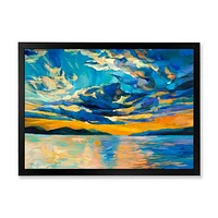 Cloudy Wide Open Sunset Over Ocean Horizon  Wall Art