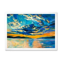 Cloudy Wide Open Sunset Over Ocean Horizon  Wall Art