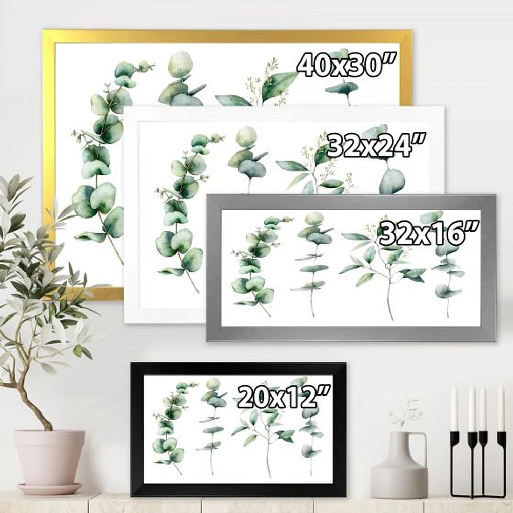 Green Eucalyptus Branches I  Canvas Wall Art Print