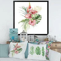 Tropical Bouquet with Anthurium Lupine & Leaves I  Canvas Wall Art Print