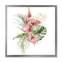 Tropical Bouquet with Anthurium Lupine & Leaves I  Canvas Wall Art Print