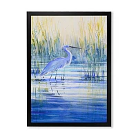 Blue Heron on The Lake Shore At Sunset  Canvas Wall Art Print