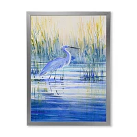 Blue Heron on The Lake Shore At Sunset  Canvas Wall Art Print