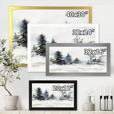 Toile imprimée « Christmas Minimalistic Forest Landscape and Snow