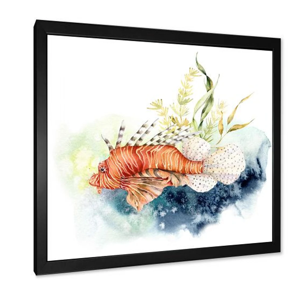 Lionfish and Kelp with Coral Reef Laminaria  Canvas Wall Art Print