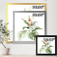 Tropical Bouquet with Lupine Plumeria Palm Leaves  Wall Art