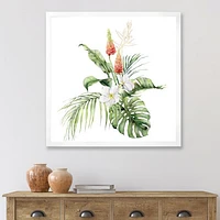 Tropical Bouquet with Lupine Plumeria Palm Leaves  Wall Art