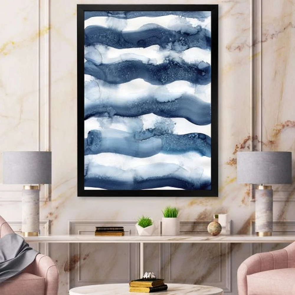 Abstract Classic Blue Waves  Wall Art