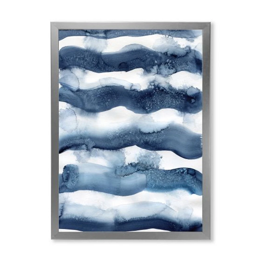 Abstract Classic Blue Waves  Wall Art