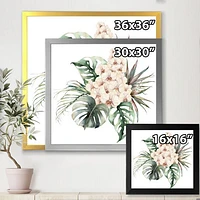 Bouquet with Orchids Monstera and Coconut Leaves Canvas Wall Art Print