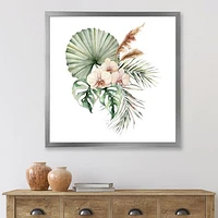 Tropical Bouquet with Orchids Palm Leaves  Canvas Wall Art Print