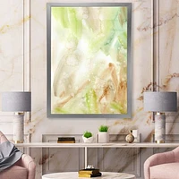 Pastel Abstract with Green Brown and Beige Spots Canvas Wall Art Print