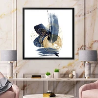 Landscape of Dark Blue Mountains & Gold Strokes II  Wall Art