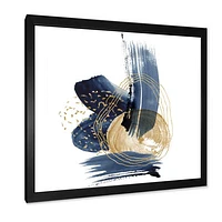 Landscape of Dark Blue Mountains & Gold Strokes II  Wall Art