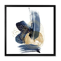 Landscape of Dark Blue Mountains & Gold Strokes II  Wall Art