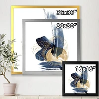 Landscape of Dark Blue Mountains & Gold Strokes II  Wall Art