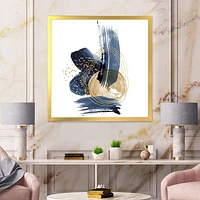 Landscape of Dark Blue Mountains & Gold Strokes II  Wall Art