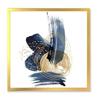 Landscape of Dark Blue Mountains & Gold Strokes II  Wall Art