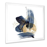 Landscape of Dark Blue Mountains & Gold Strokes II  Wall Art