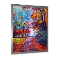 Little Road Through Red Autumn Landscape Wall Art