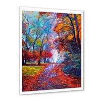 Little Road Through Red Autumn Landscape Wall Art