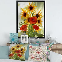 SunFlowers and Poppies The Wild  Canvas Wall Art Print