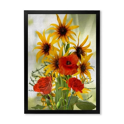 SunFlowers and Poppies The Wild  Canvas Wall Art Print