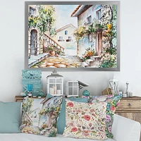 Sunny Day At The City Cozy Street  Canvas Wall Art Print