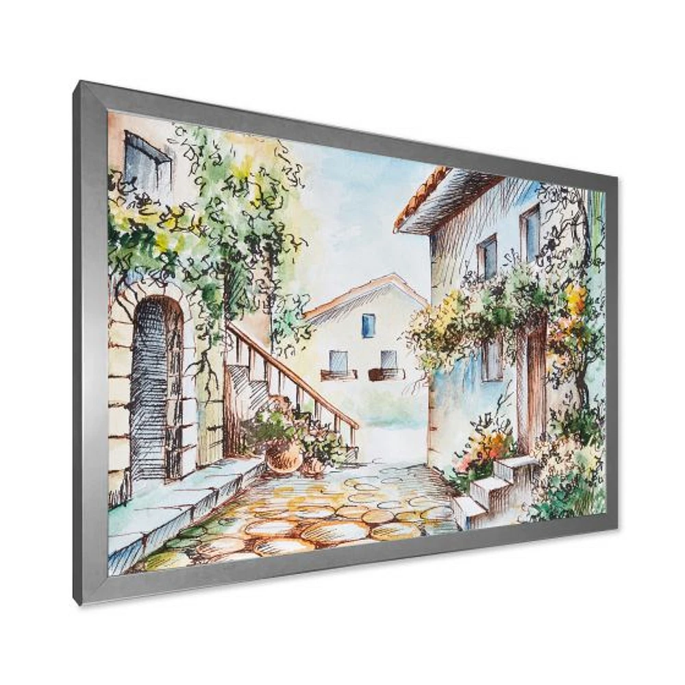 Sunny Day At The City Cozy Street Canvas Wall Art Print