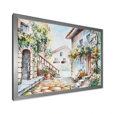 Sunny Day At The City Cozy Street  Canvas Wall Art Print