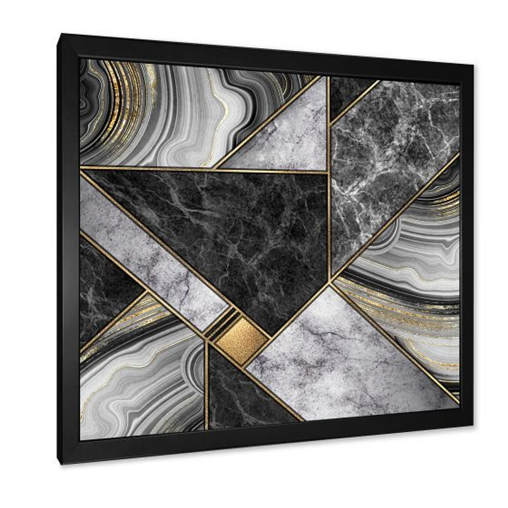 Marble Granite Agate with Touches of Gold  Canvas Wall Art Print