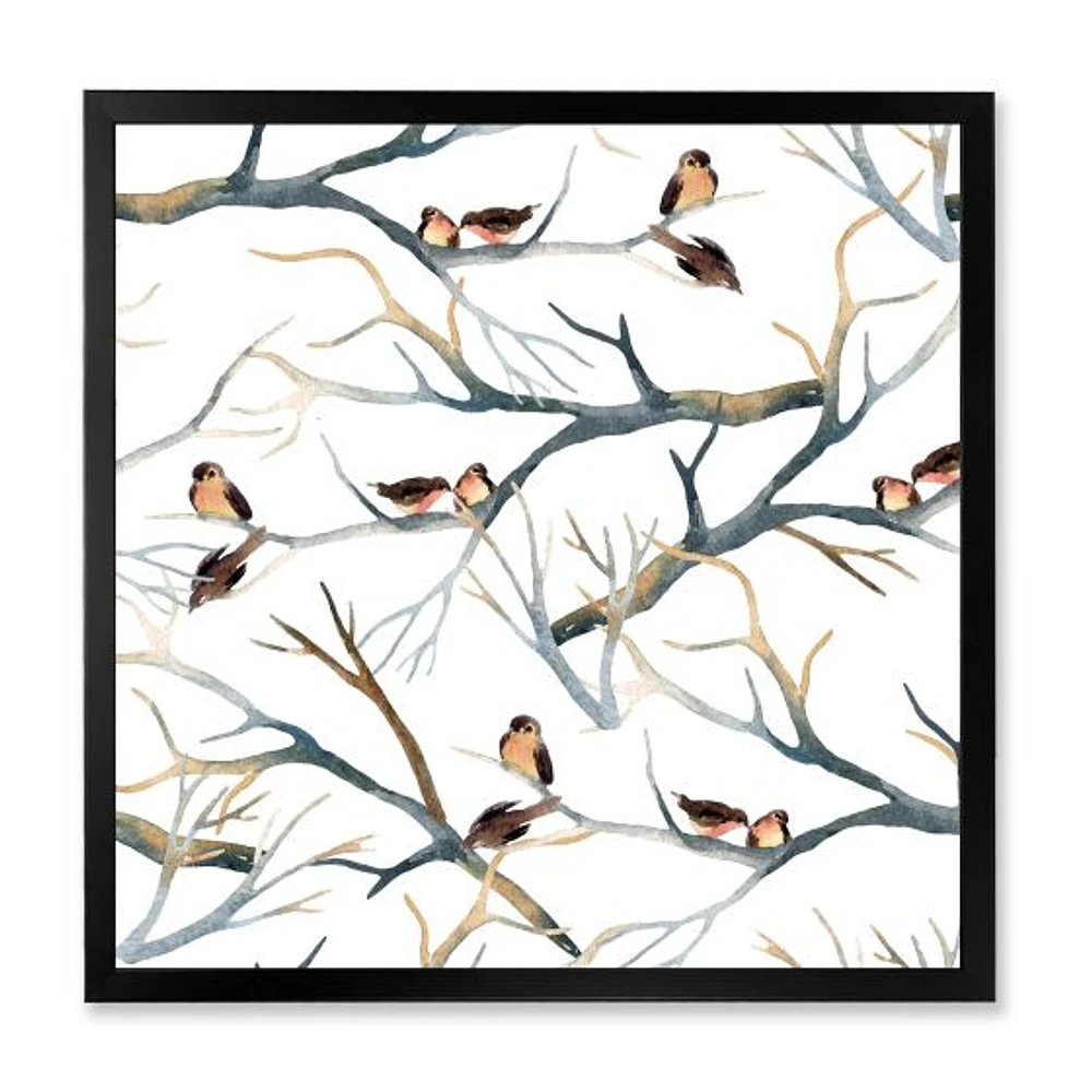 Toile imprimée « Little Birds on The Tree Branches I »