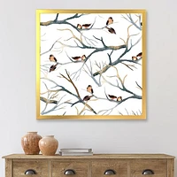 Toile imprimée « Little Birds on The Tree Branches I »