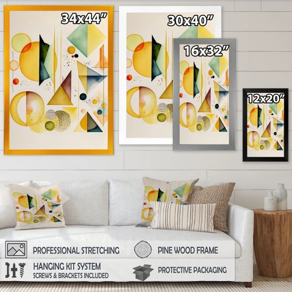 Yellow Multi Shape Abstract I Wall Art