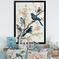 Multicolor Birds On Plum Blossoms Tree IX Wall Art