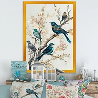 Multicolor Birds On Plum Blossoms Tree IX Wall Art