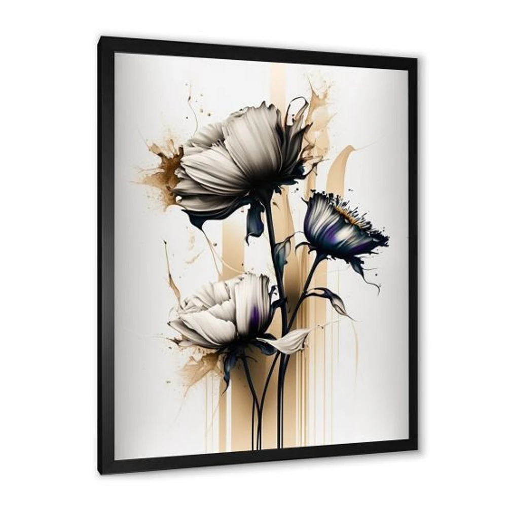 White Gerbera Flower On Golden Beige Paint Wall Art