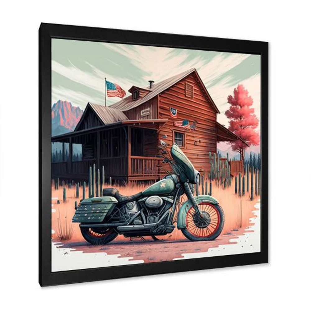 Motorcycle Parked At The Cabin V Wall Art