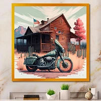 Motorcycle Parked At The Cabin V Wall Art